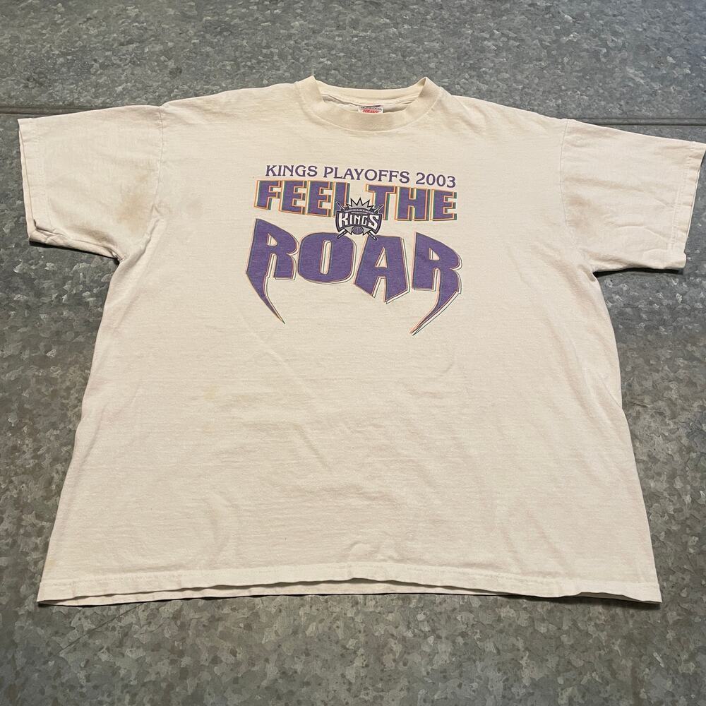 Vintage Sacramento Kings 2003 Playoffs Feel The Roar Tee Shirt Mens XL NBA